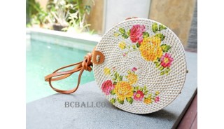 sling bags rattan with flower decoration